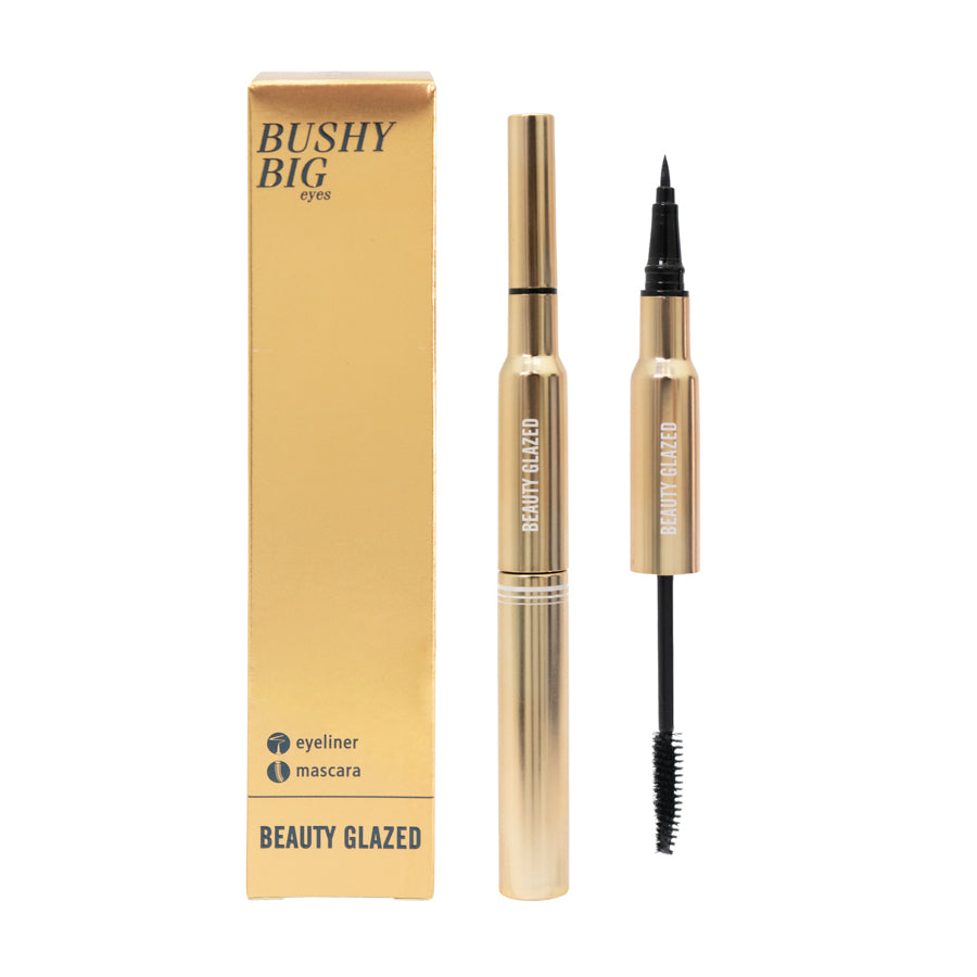 PESTAÑINA A PRUEBA DE AGUA Y DELINEADOR BUSHY BIG DE BEAUTY GLAZED