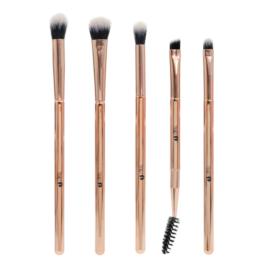 KIT DE BROCHAS DE OJOS METÁLICA ORO ROSA DE TRENDY